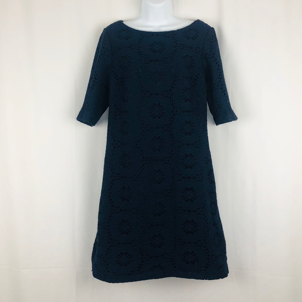 Adrianna Papell Lace Overlay Navy Blue Dress 14